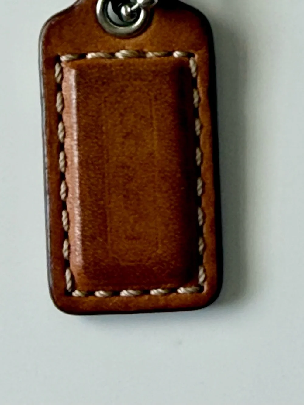 Vintage Coach Brown Leather Hangtag Replacement Charm Fob Nickel Silver MINI